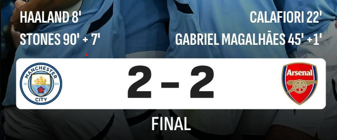 Final score of Arsenal and Man City